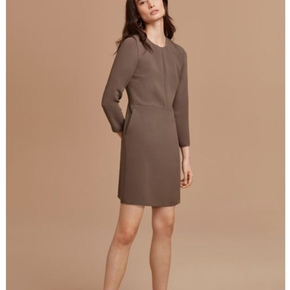 Aritzia Wilfred Vilard Long Sleeve Shift Dress in Taupe - Picture 7 of 7